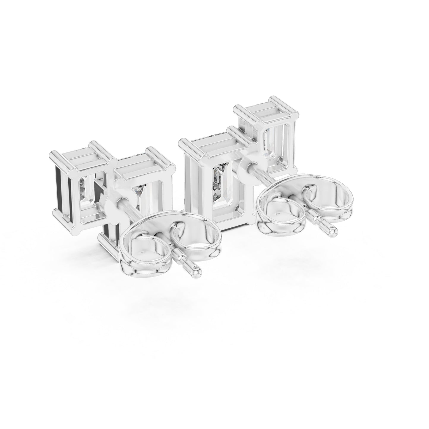 Emerald Stud Lab Grown Diamond Earrings