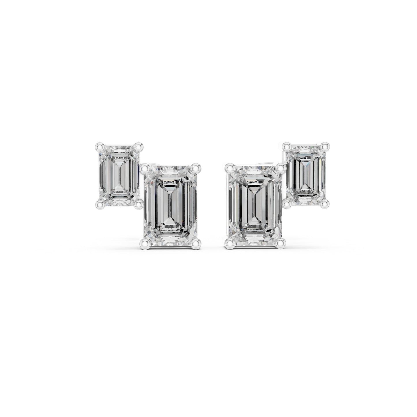Emerald Stud Lab Grown Diamond Earrings