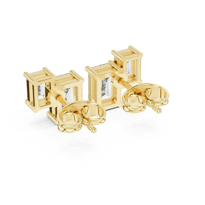 Emerald Stud Lab Grown Diamond Earrings