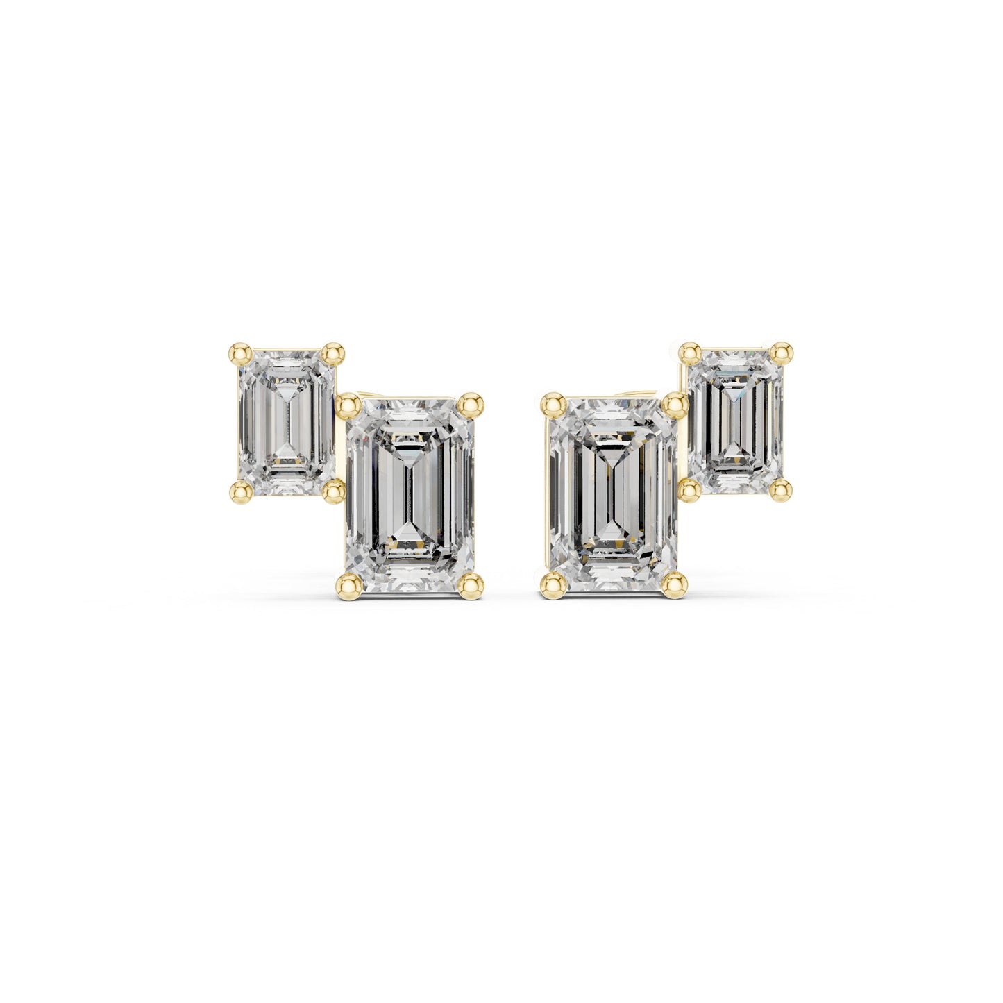 Emerald Stud Lab Grown Diamond Earrings