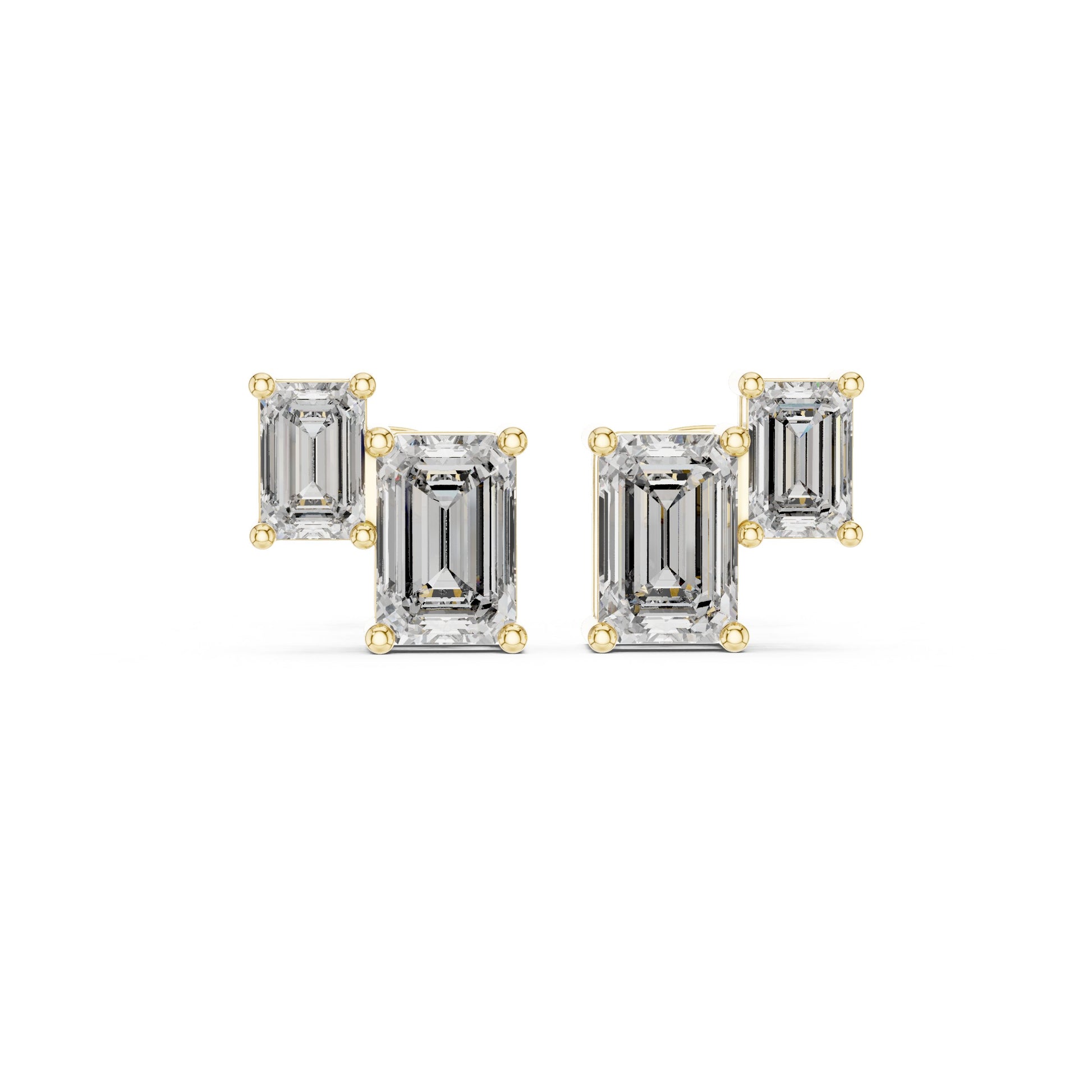Emerald Stud Lab Grown Diamond Earrings