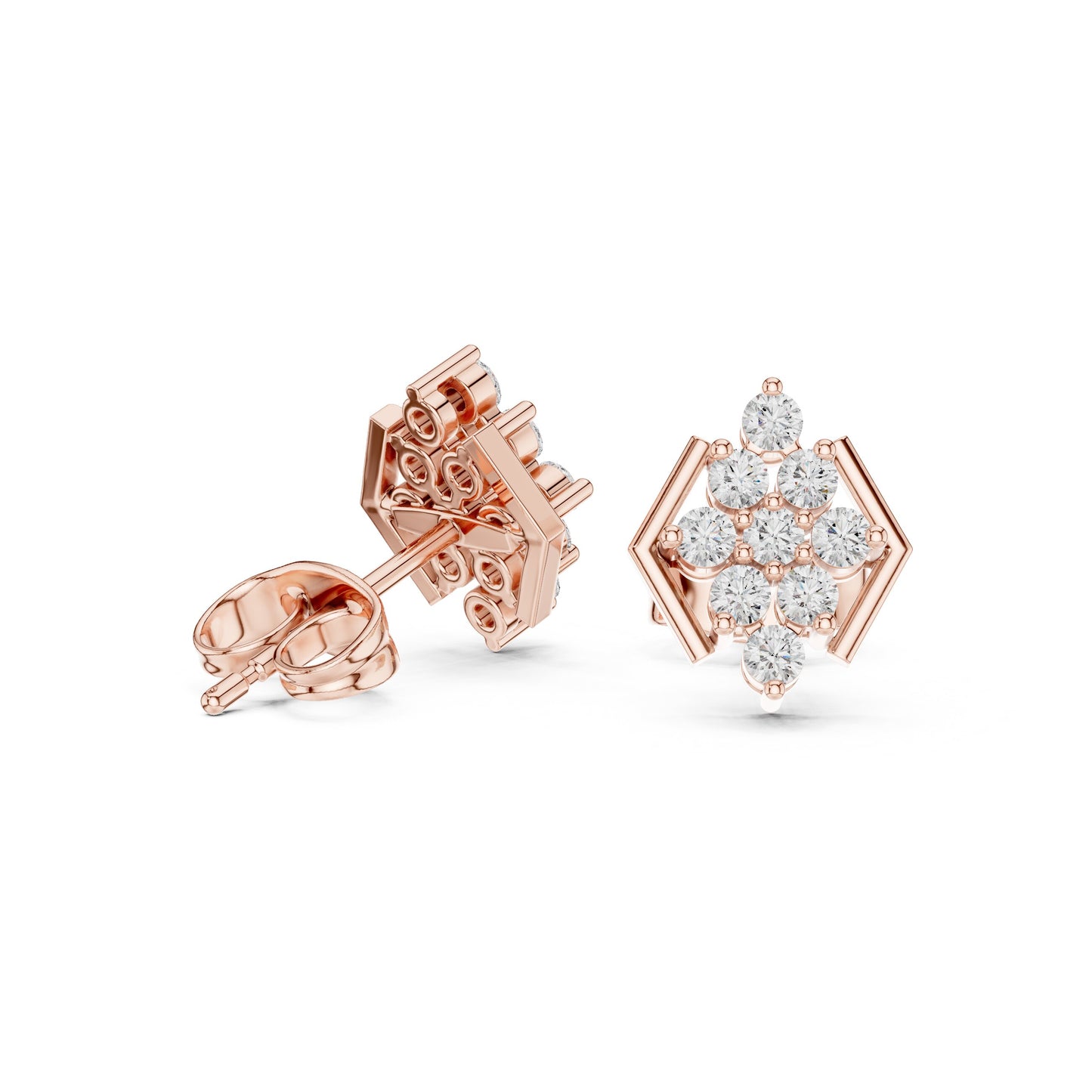 Round Cluster Lab Grown Diamond Earrings