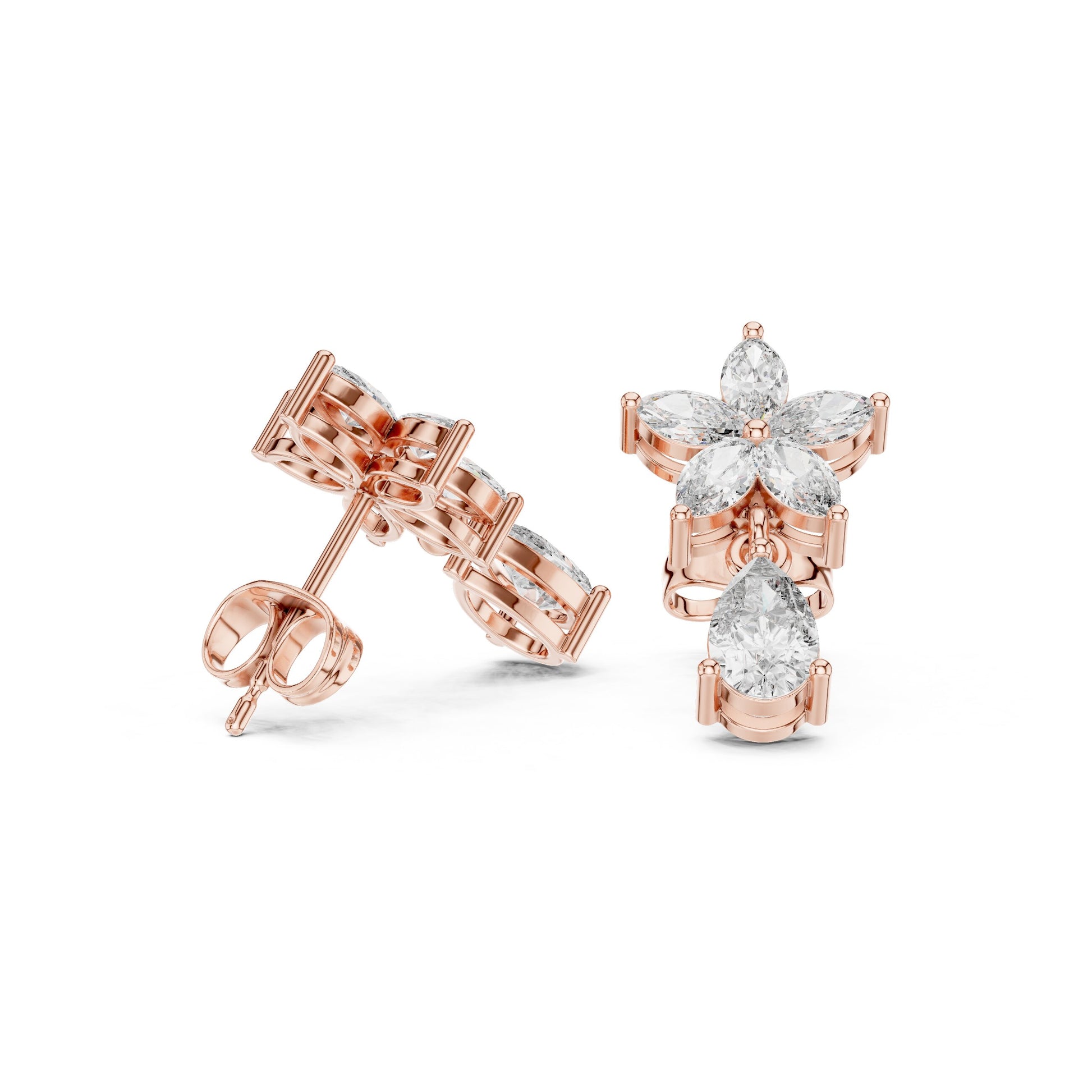 Mixed Shape Lab Grown Diamond Climber Earrings