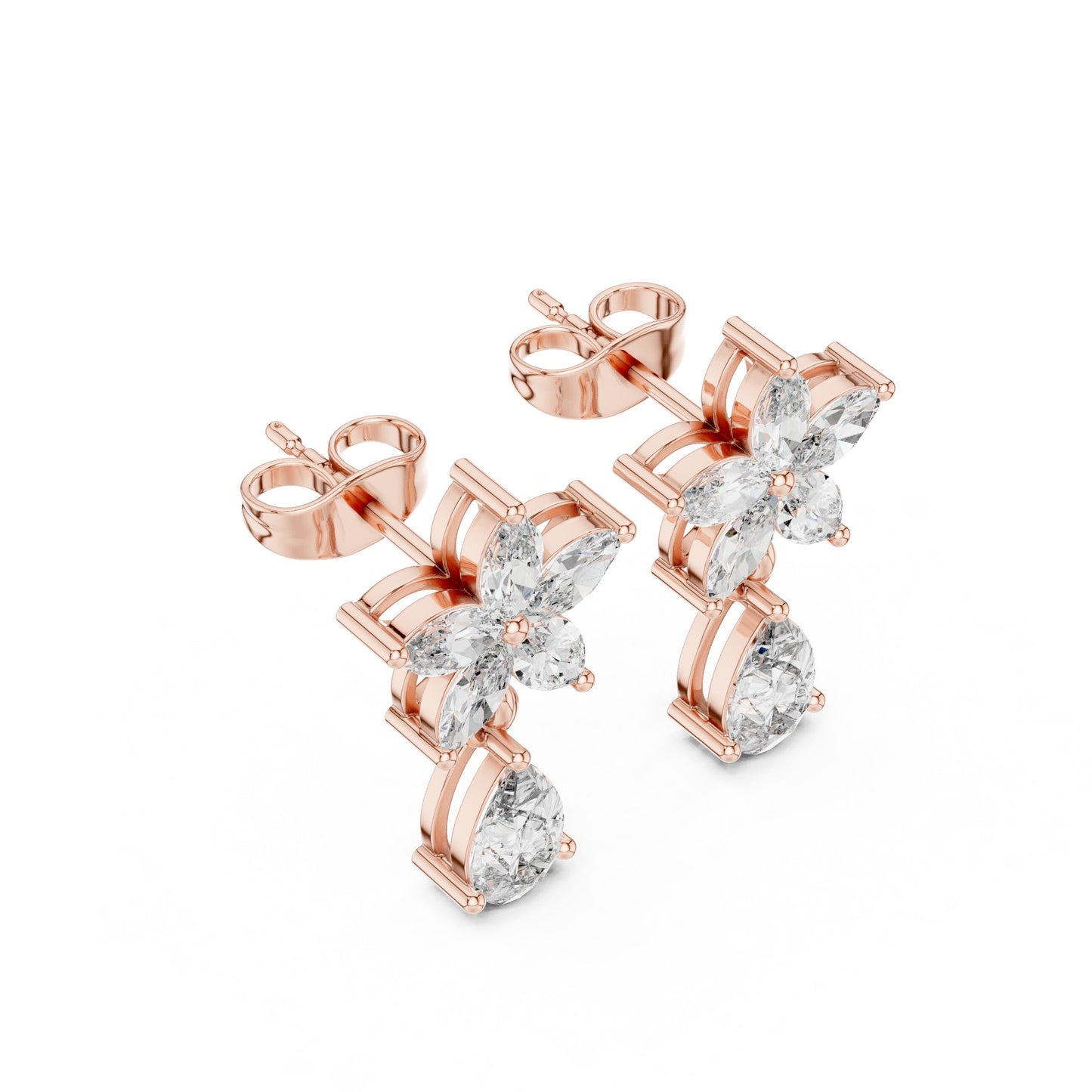 Mixed Shape Lab Grown Diamond Climber Earrings