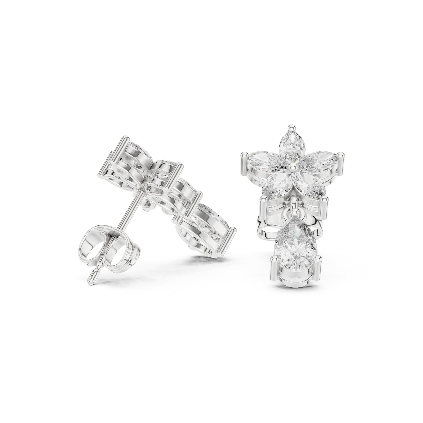 Mixed Shape Lab Grown Diamond Climber Earrings