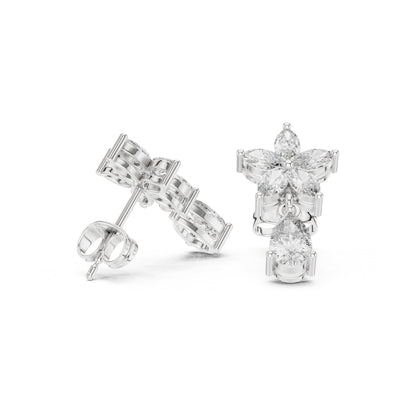 Mixed Shape Lab Grown Diamond Climber Earrings