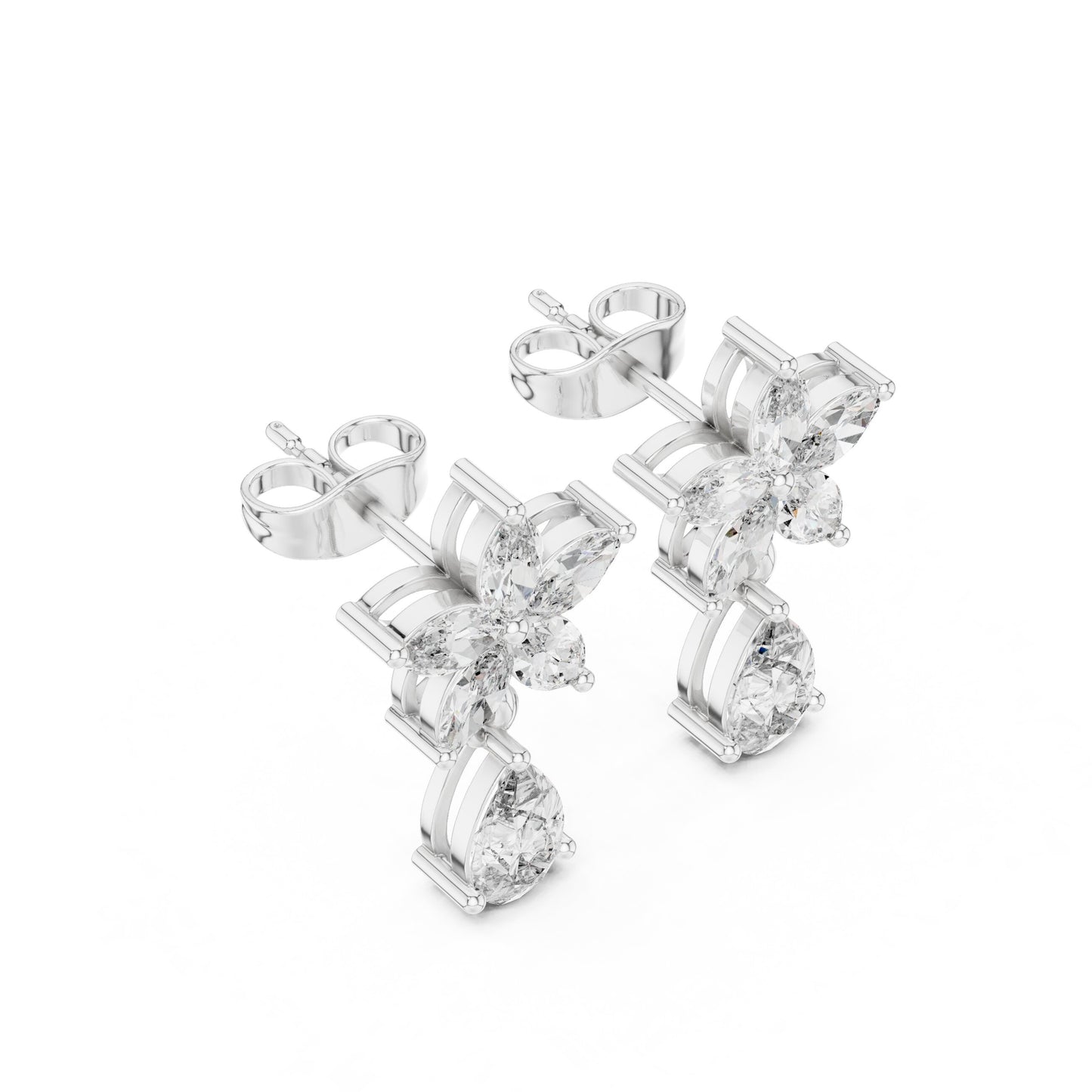Mixed Shape Lab Grown Diamond Climber Earrings