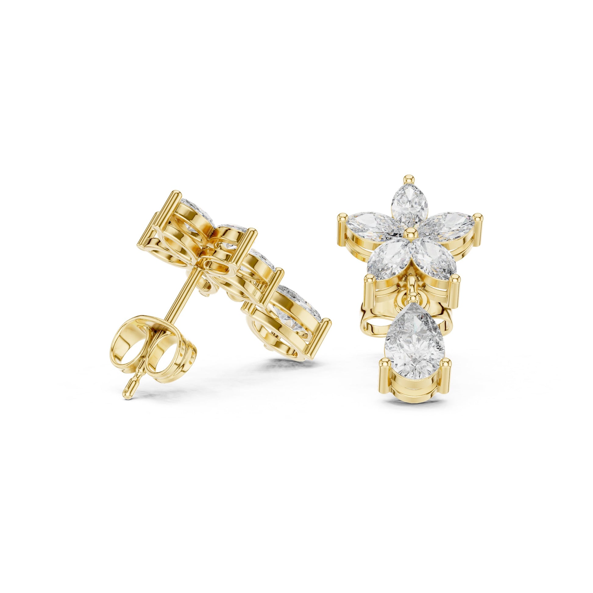 Mixed Shape Lab Grown Diamond Climber Earrings