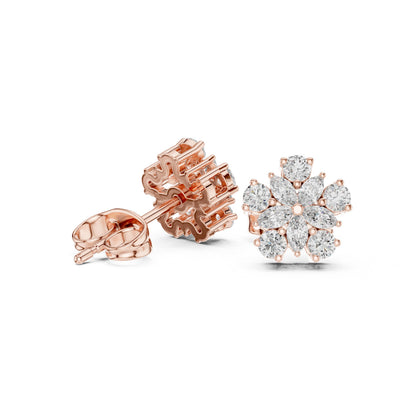Mixed Shape Lab Grown Diamond Cluster Earrings