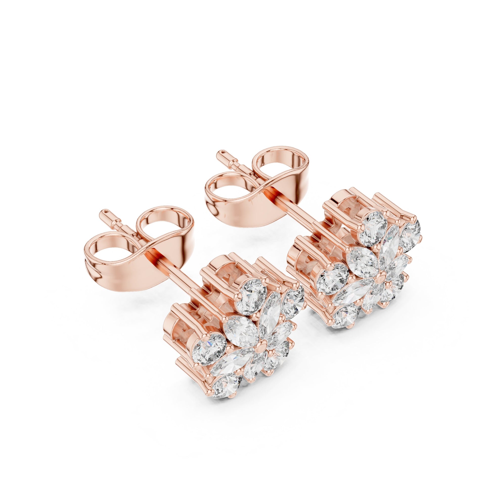 Mixed Shape Lab Grown Diamond Cluster Earrings