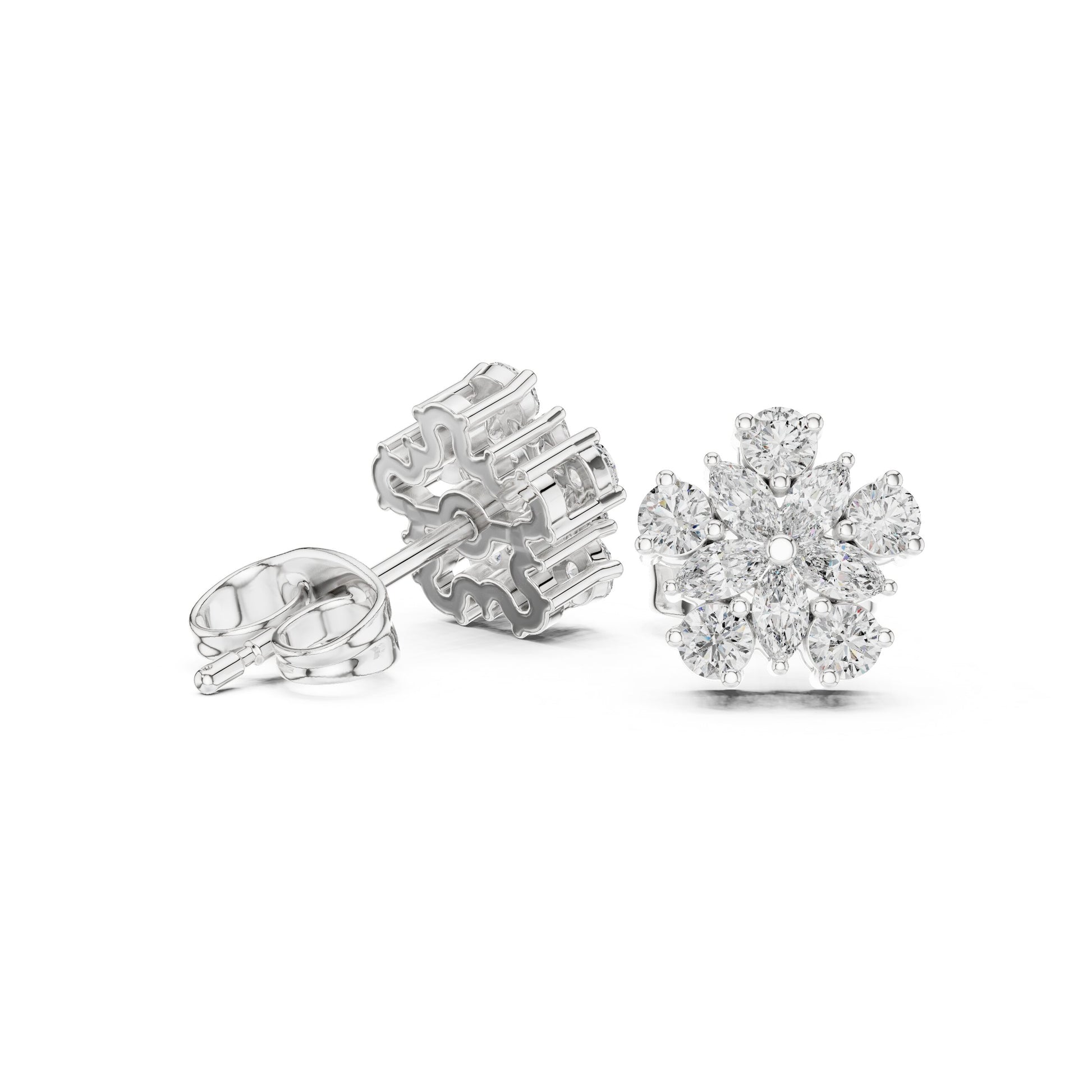 Mixed Shape Lab Grown Diamond Cluster Earrings