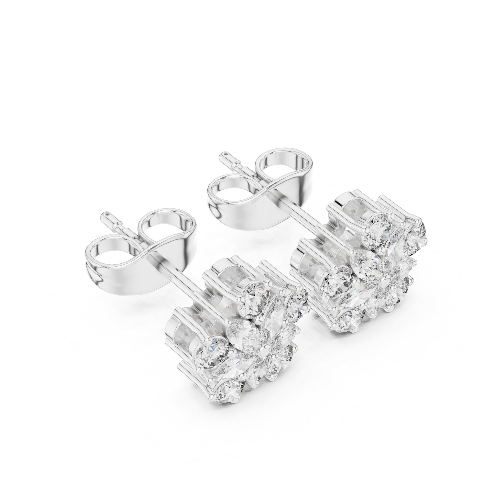 Mixed Shape Lab Grown Diamond Cluster Earrings