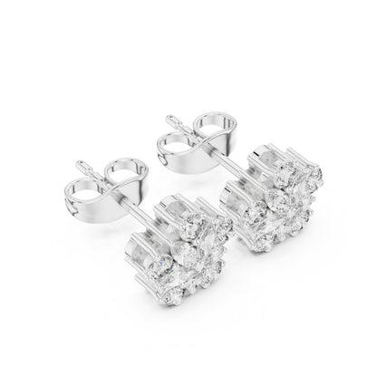 Mixed Shape Lab Grown Diamond Cluster Earrings