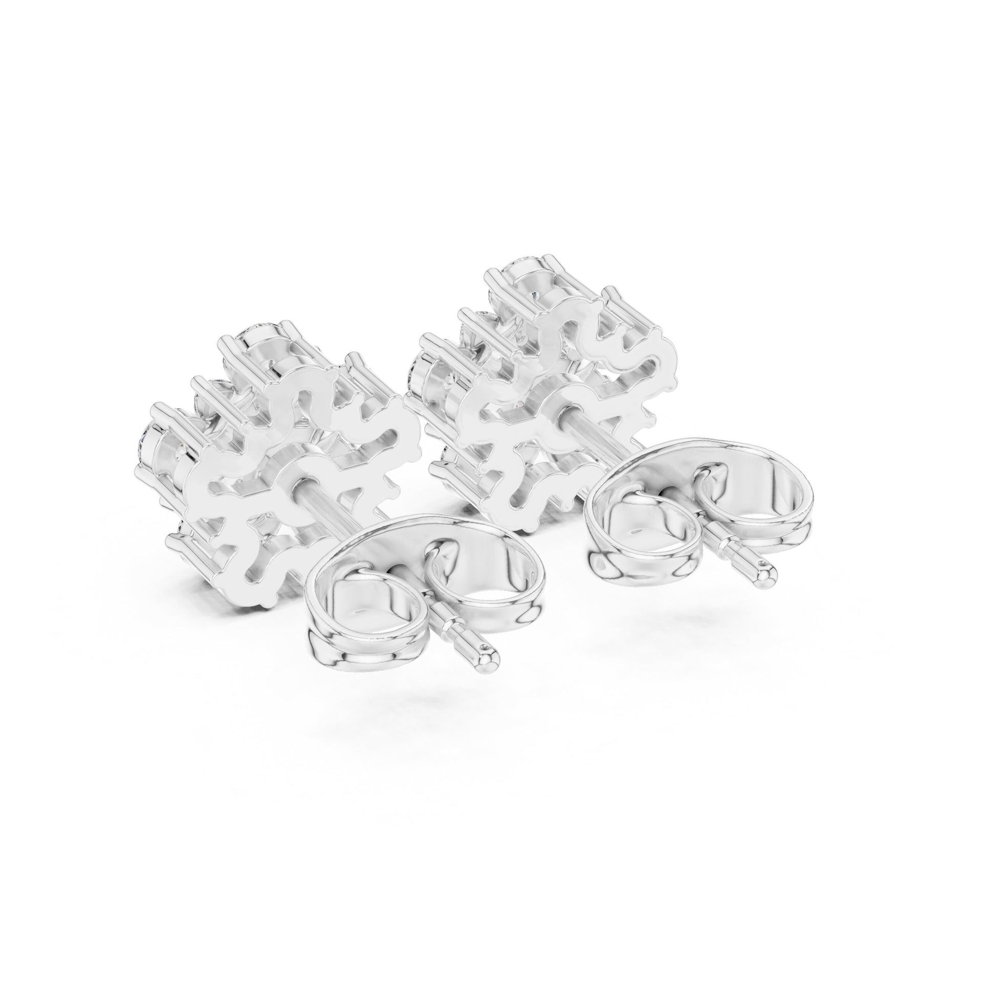 Mixed Shape Lab Grown Diamond Cluster Earrings