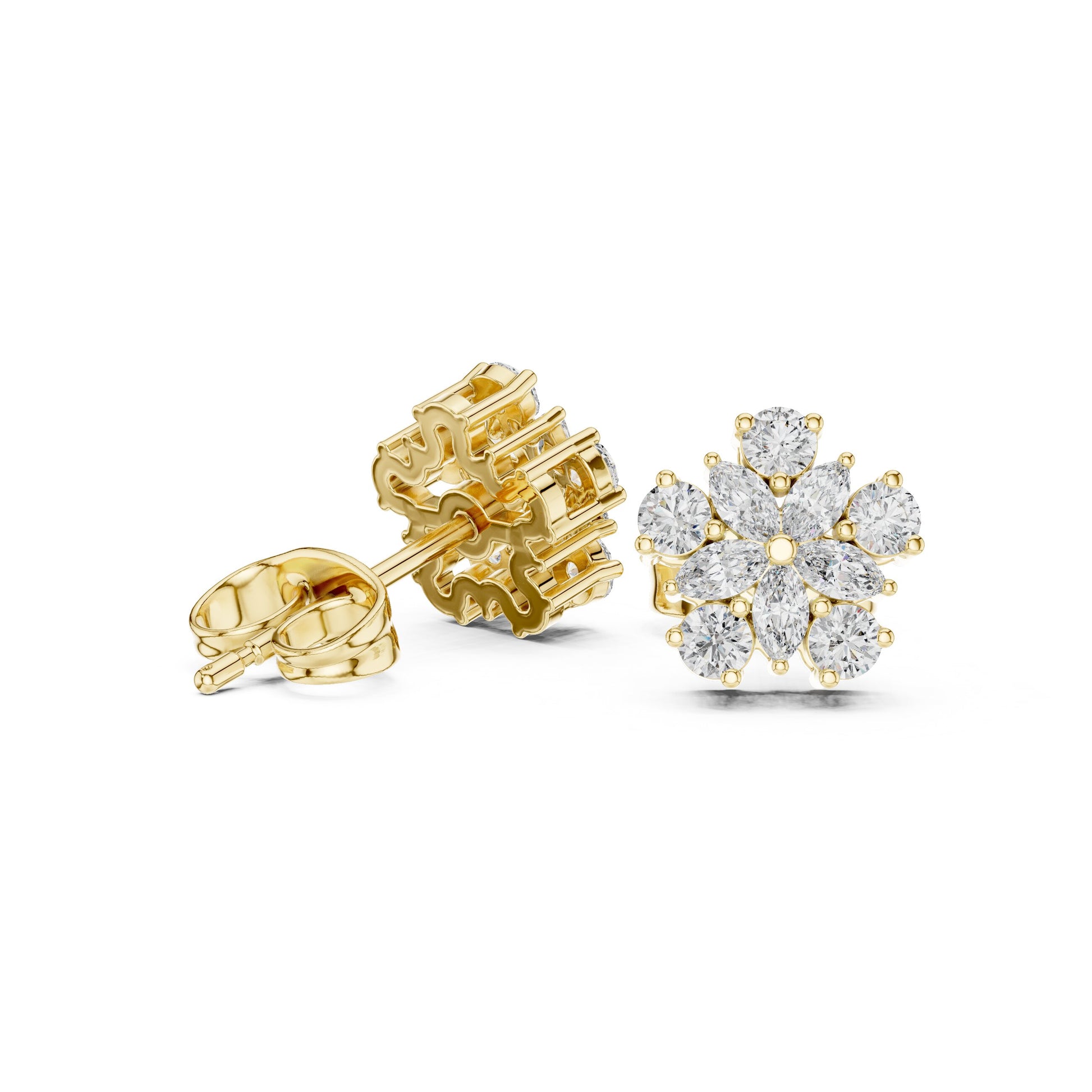 Mixed Shape Lab Grown Diamond Cluster Earrings