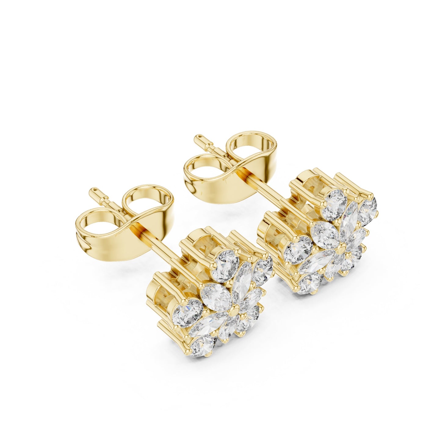Mixed Shape Lab Grown Diamond Cluster Earrings