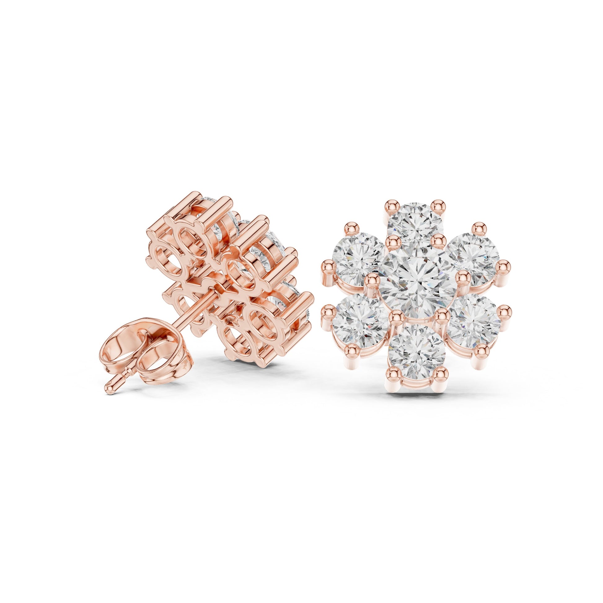 Round Cluster Lab Grown Diamond Earrings