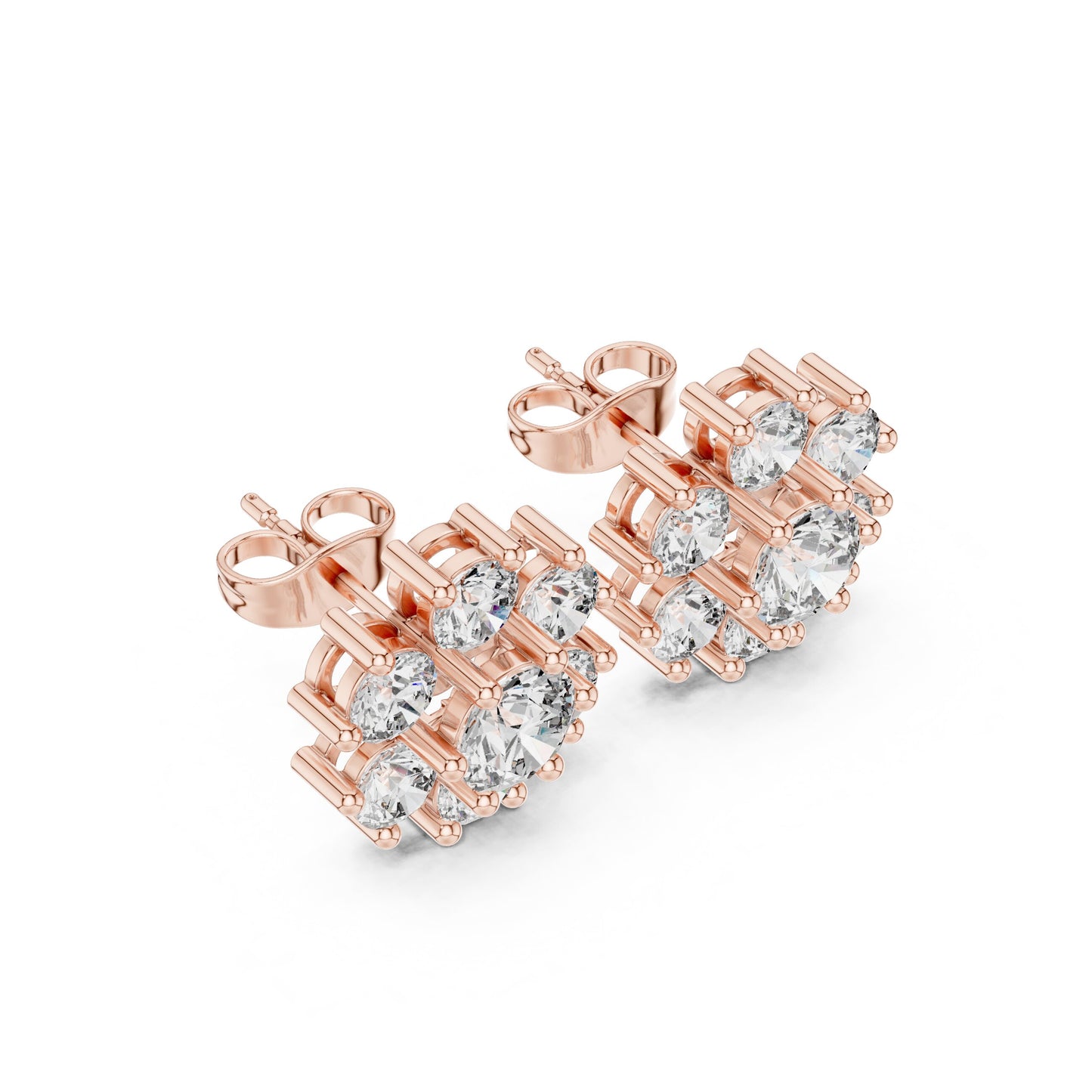 Round Cluster Lab Grown Diamond Earrings