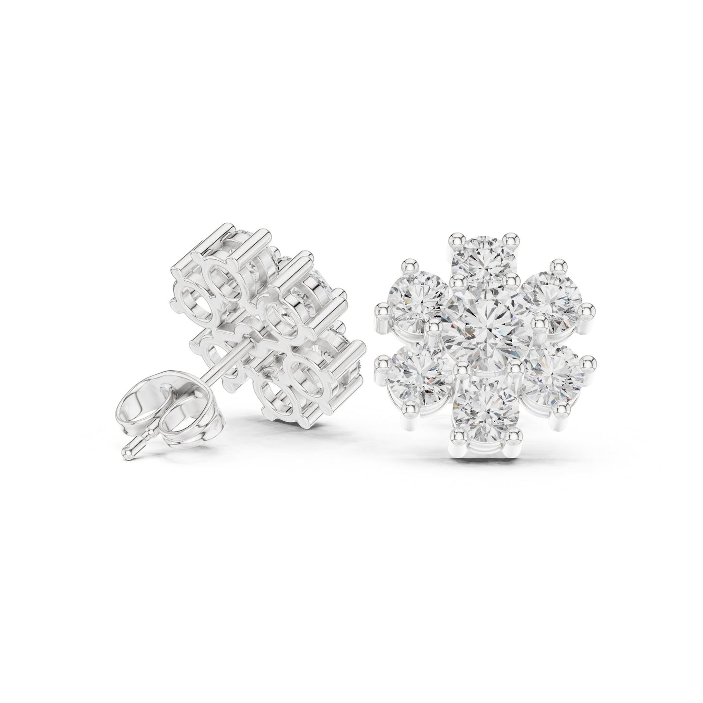 Round Cluster Lab Grown Diamond Earrings