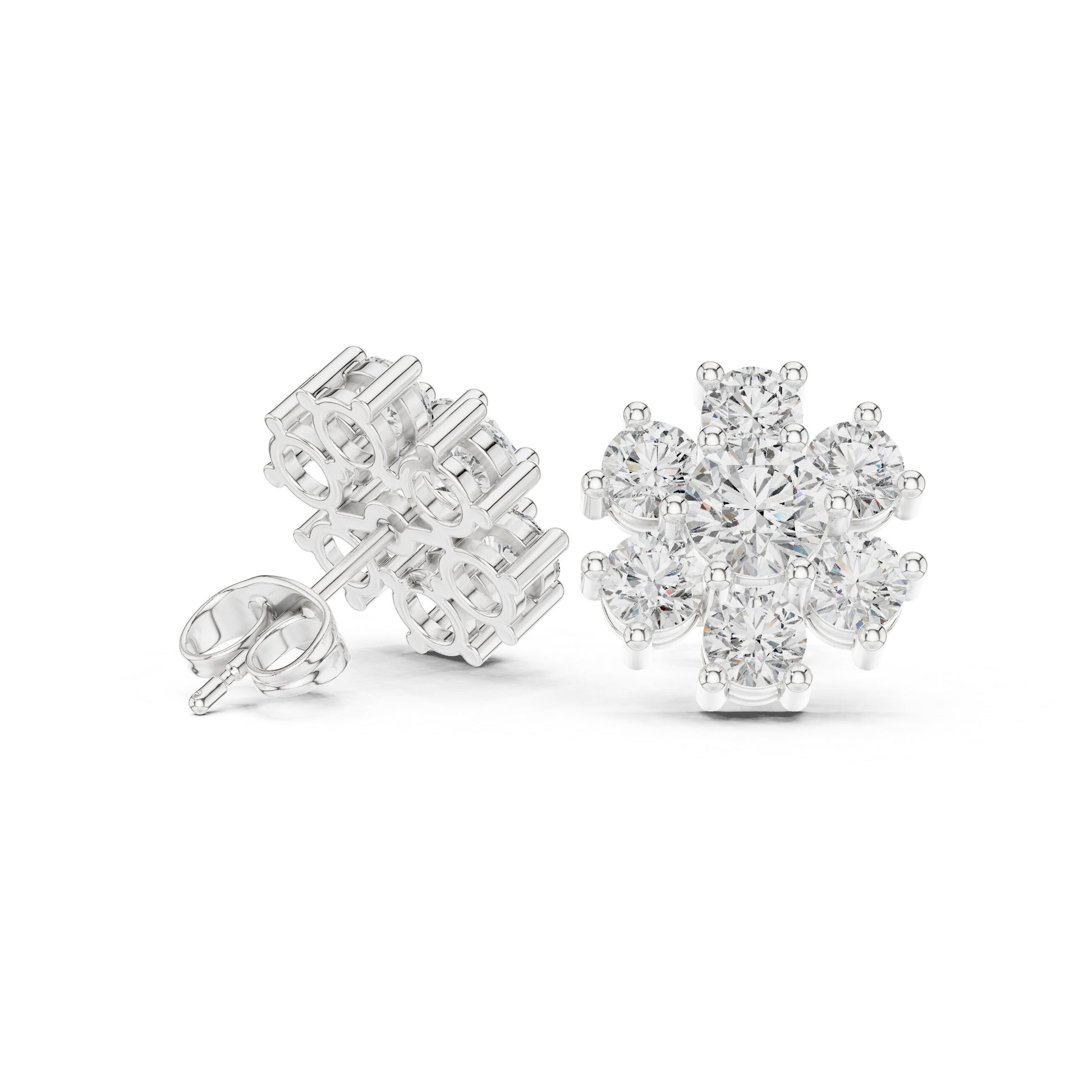 Round Cluster Lab Grown Diamond Earrings