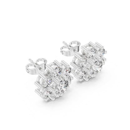 Round Cluster Lab Grown Diamond Earrings