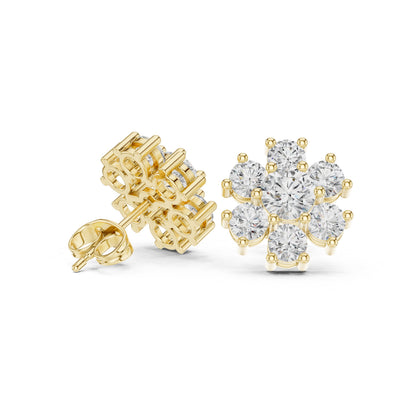 Round Cluster Lab Grown Diamond Earrings