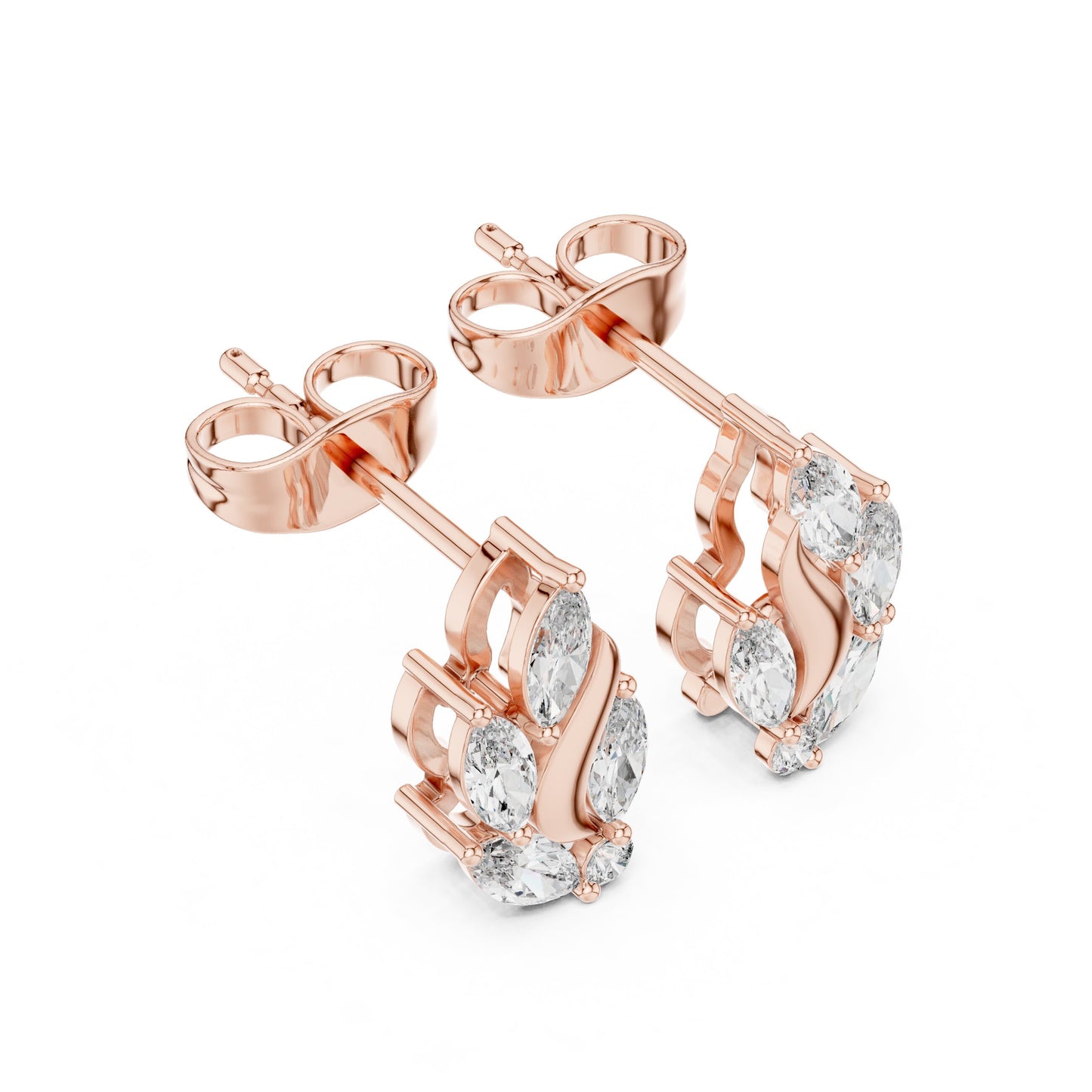 Mixed Shape Lab Grown Diamond Climber Earrings