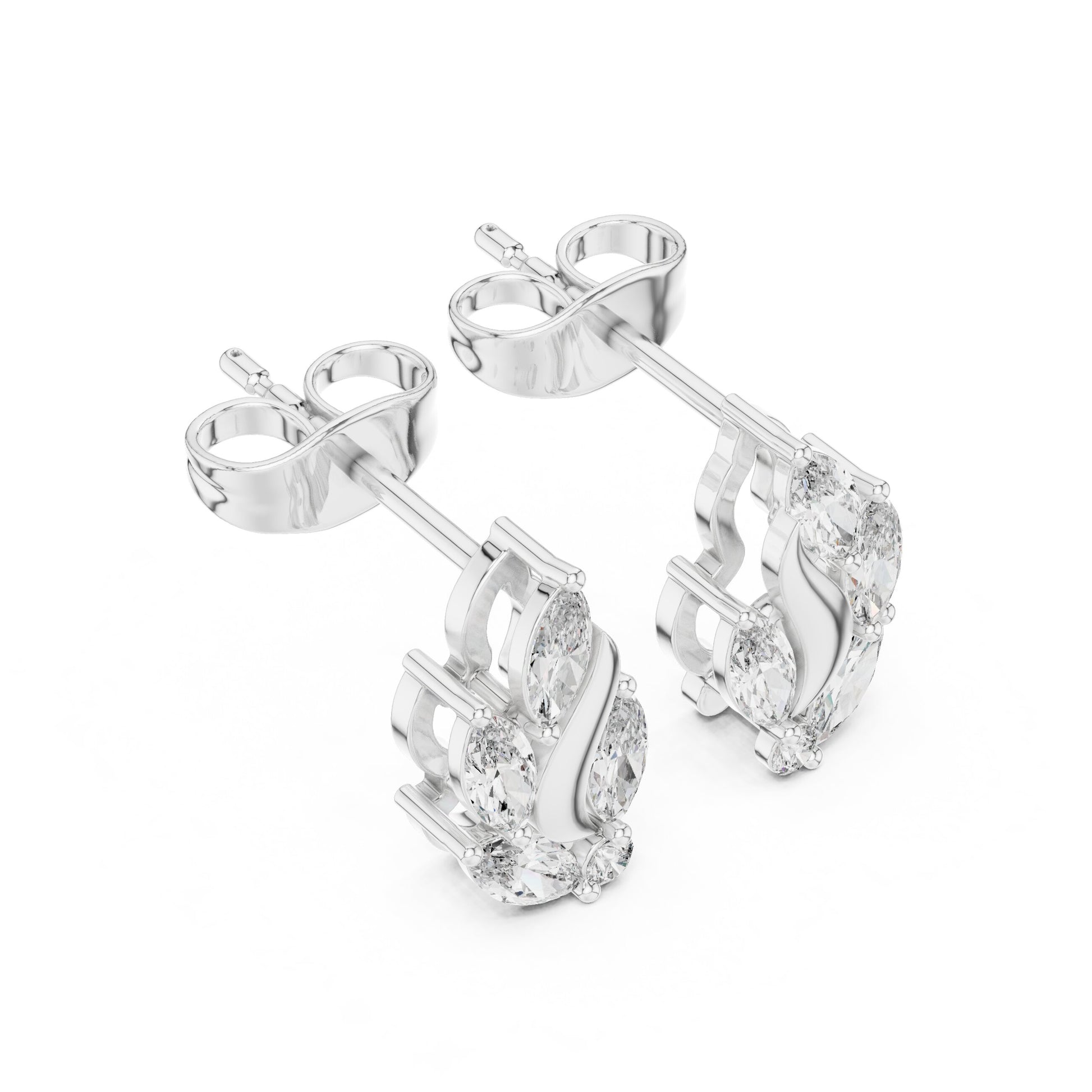 Mixed Shape Lab Grown Diamond Climber Earrings