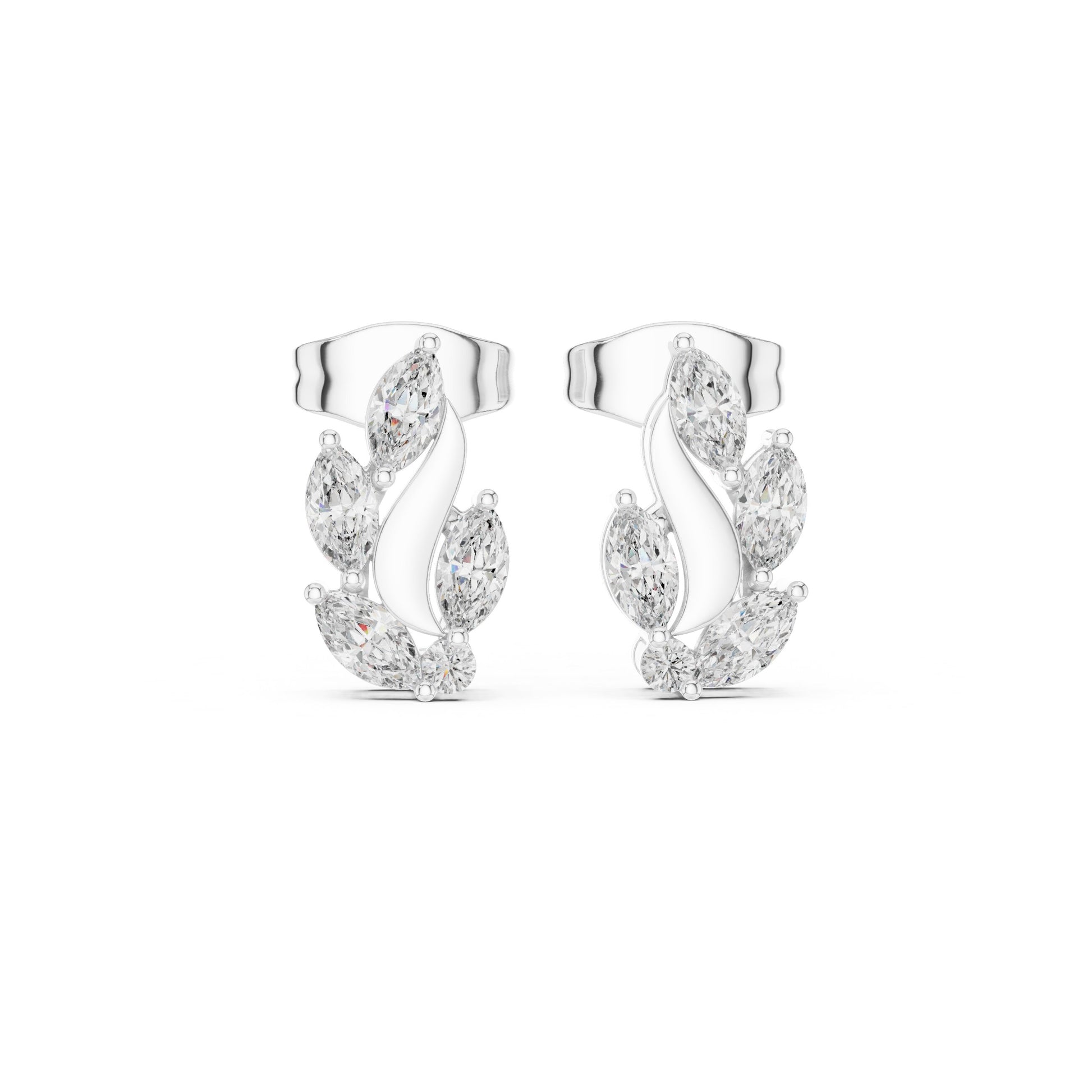 Mixed Shape Lab Grown Diamond Climber Earrings