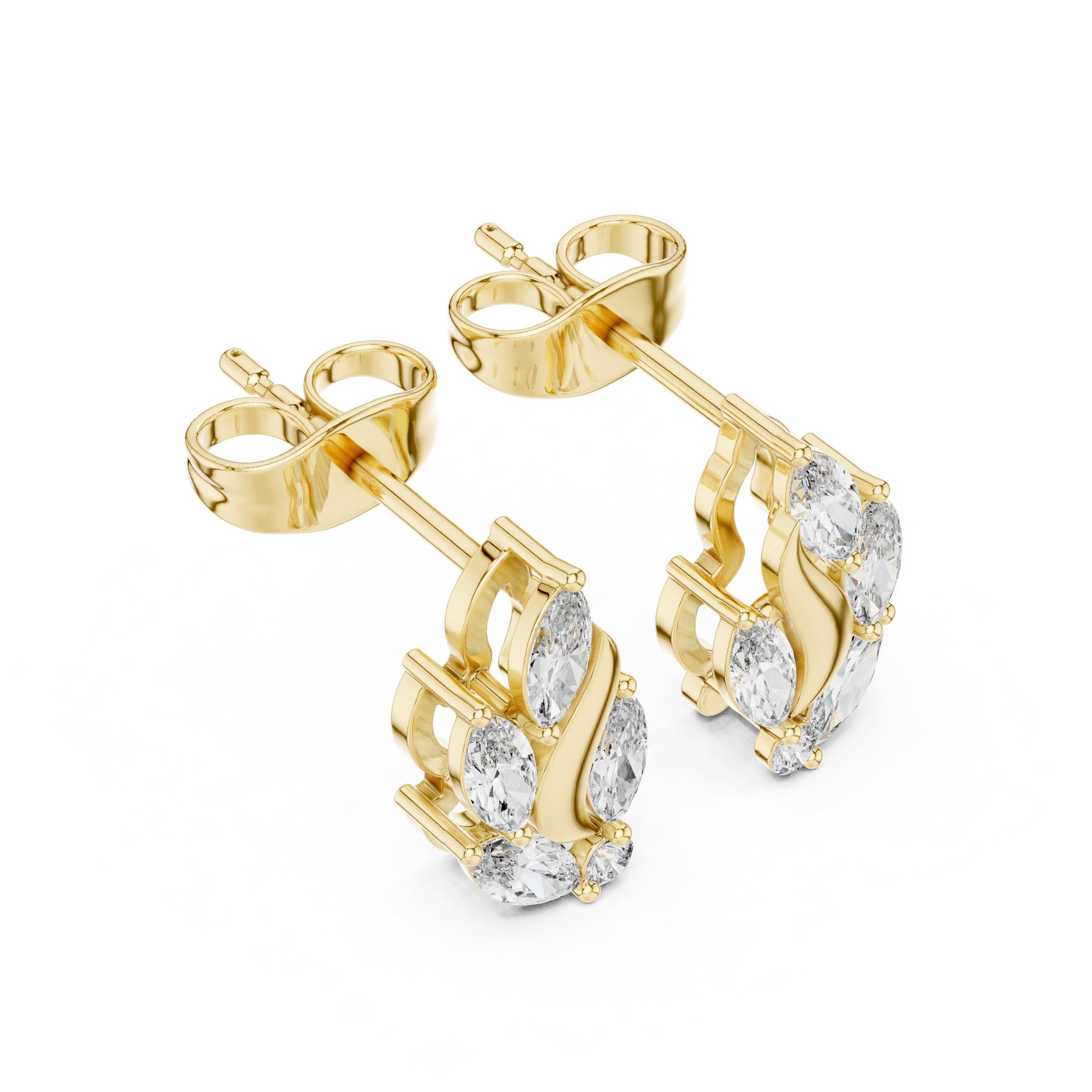 Mixed Shape Lab Grown Diamond Climber Earrings