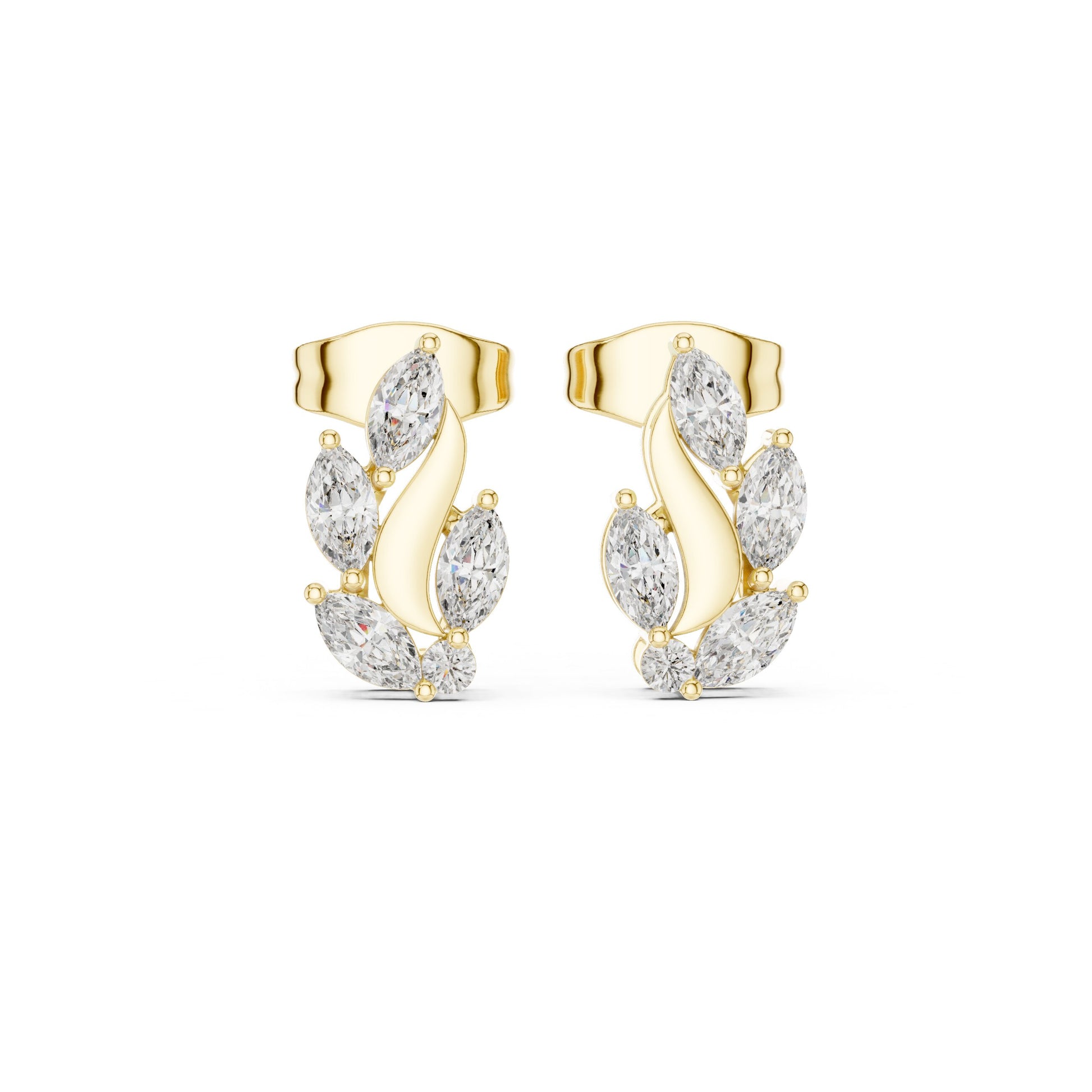 Mixed Shape Lab Grown Diamond Climber Earrings