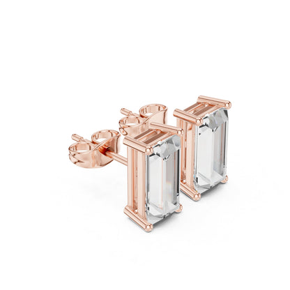 Emerald Stud Lab Grown Diamond Earrings