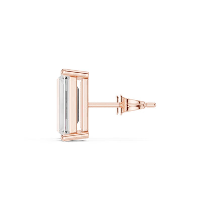 Emerald Stud Lab Grown Diamond Earrings