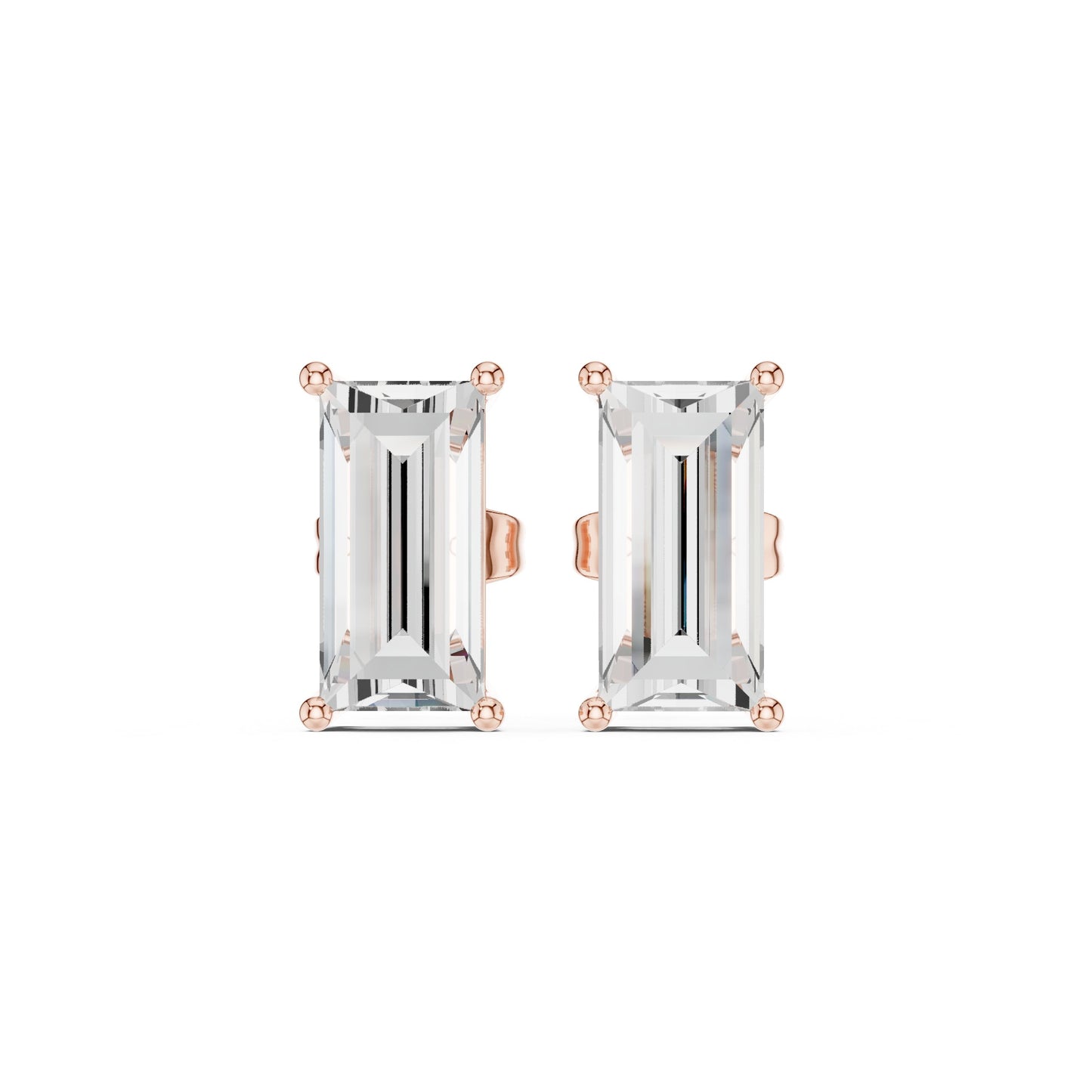 Emerald Stud Lab Grown Diamond Earrings