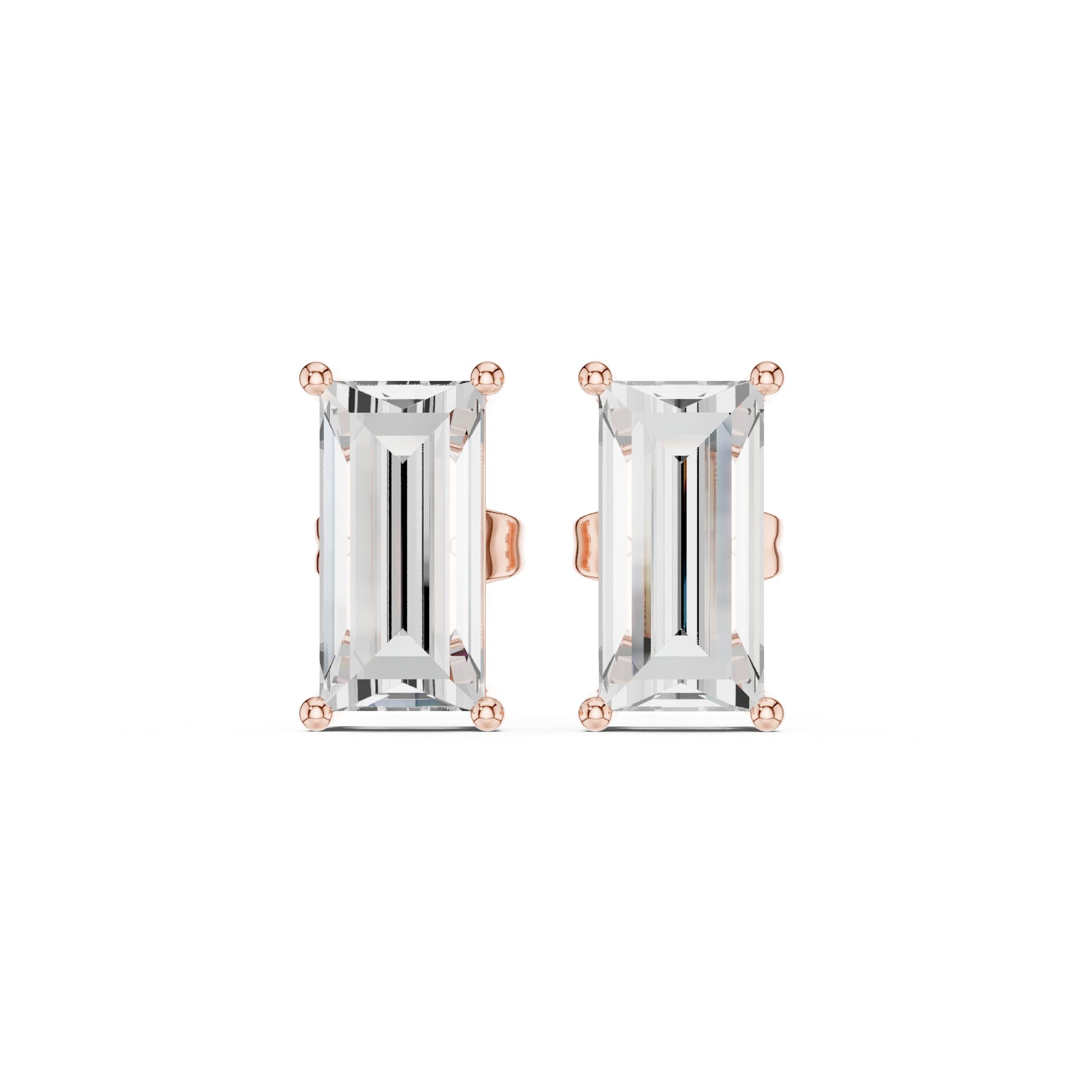 Emerald Stud Lab Grown Diamond Earrings