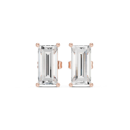 Emerald Stud Lab Grown Diamond Earrings