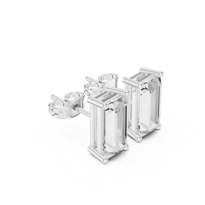 Emerald Stud Lab Grown Diamond Earrings
