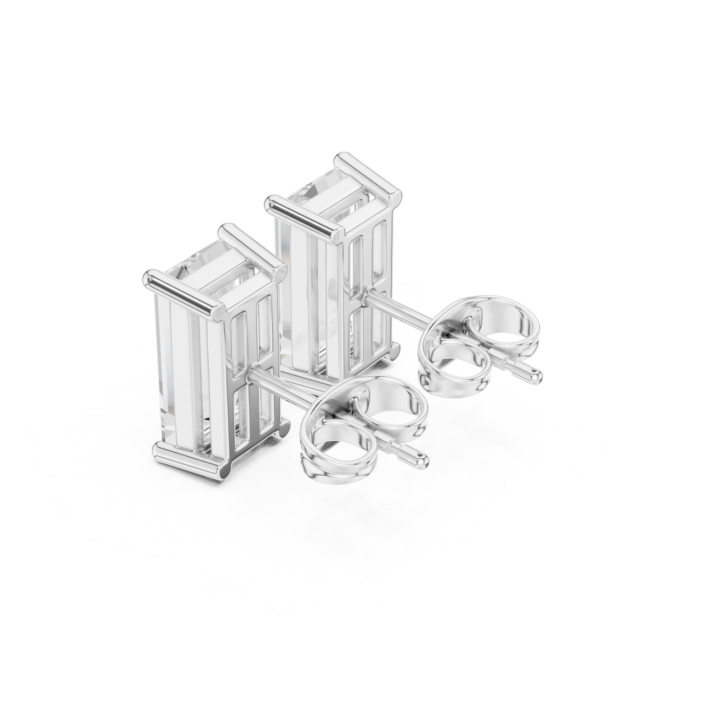 Emerald Stud Lab Grown Diamond Earrings