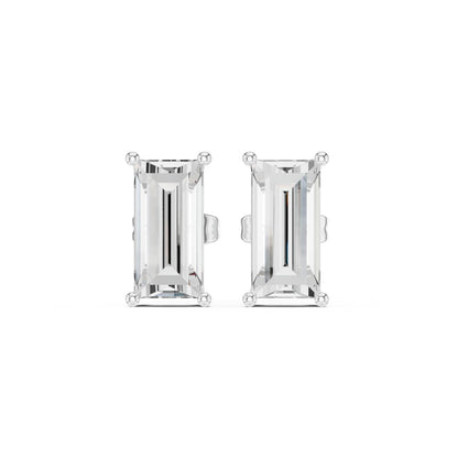 Emerald Stud Lab Grown Diamond Earrings