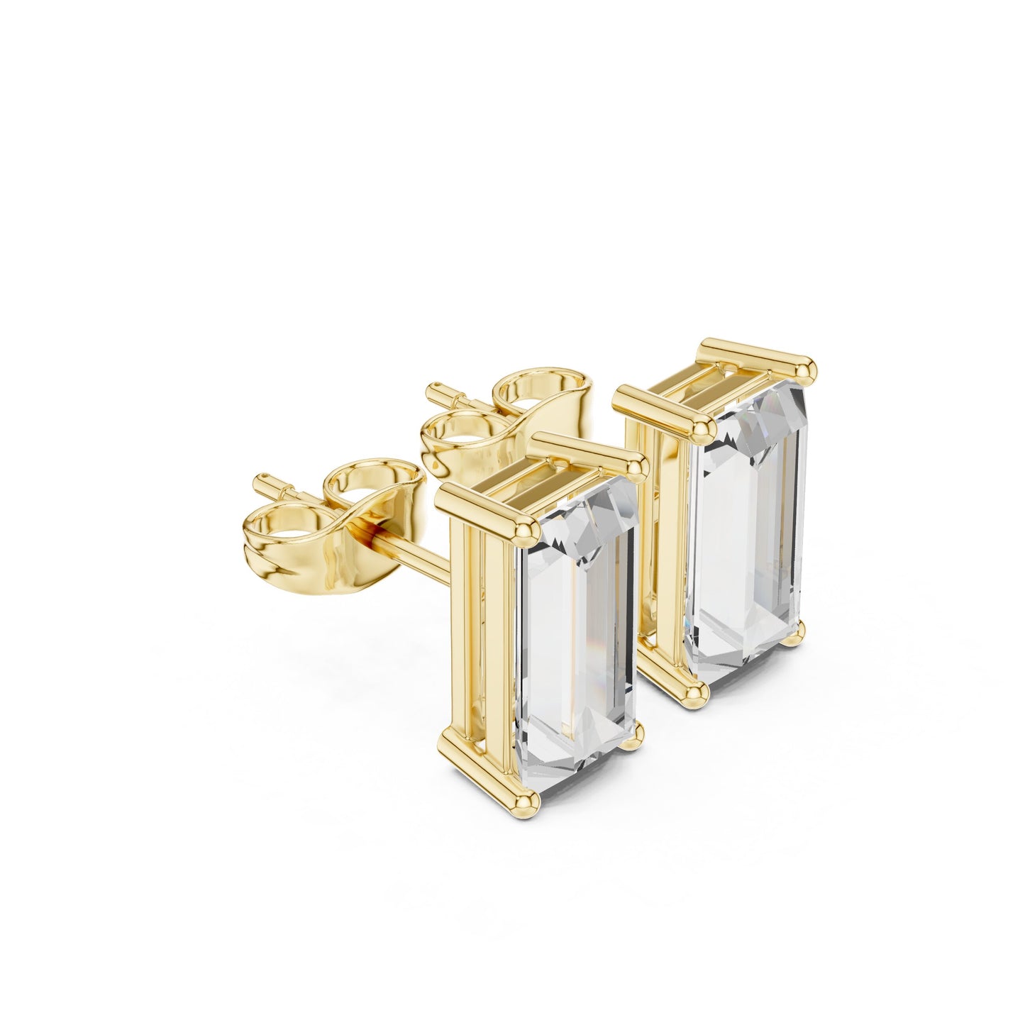 Emerald Stud Lab Grown Diamond Earrings