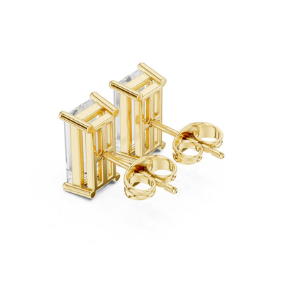 Emerald Stud Lab Grown Diamond Earrings
