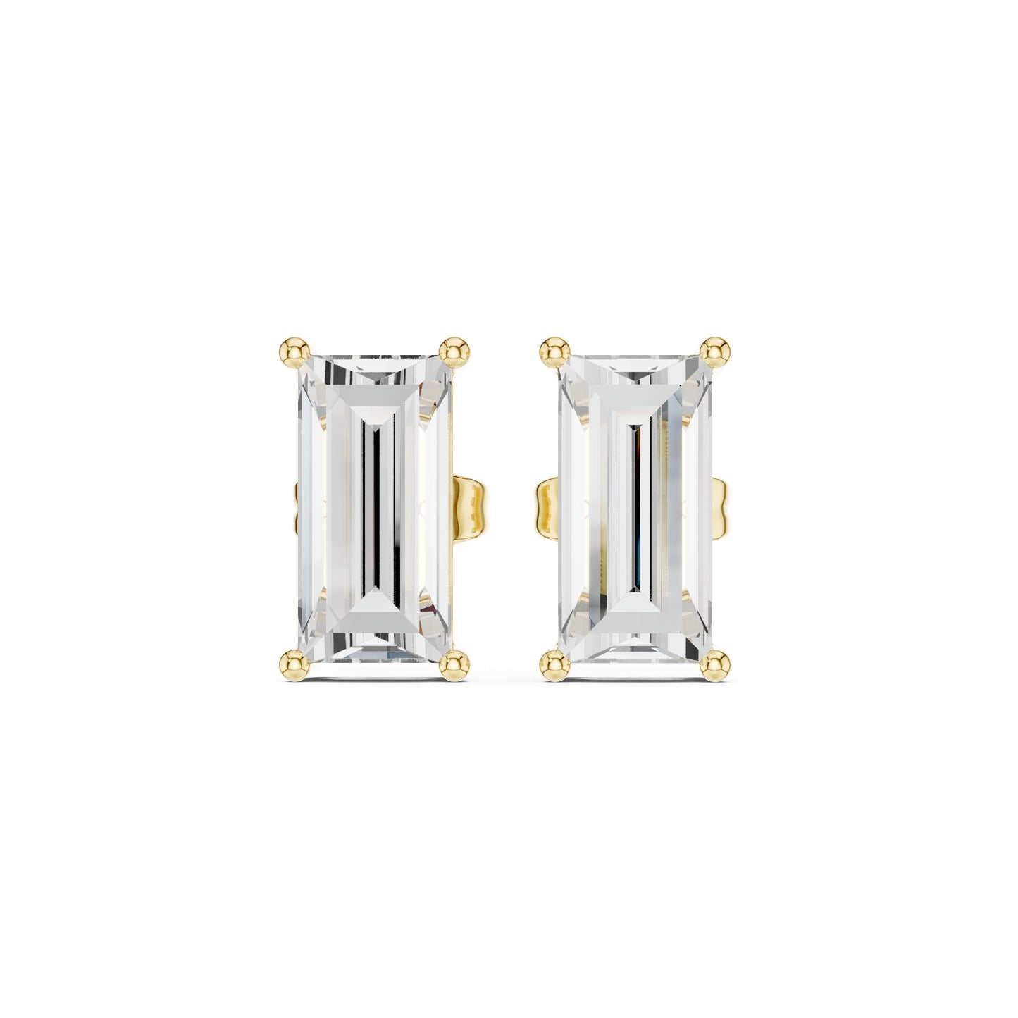 Emerald Stud Lab Grown Diamond Earrings