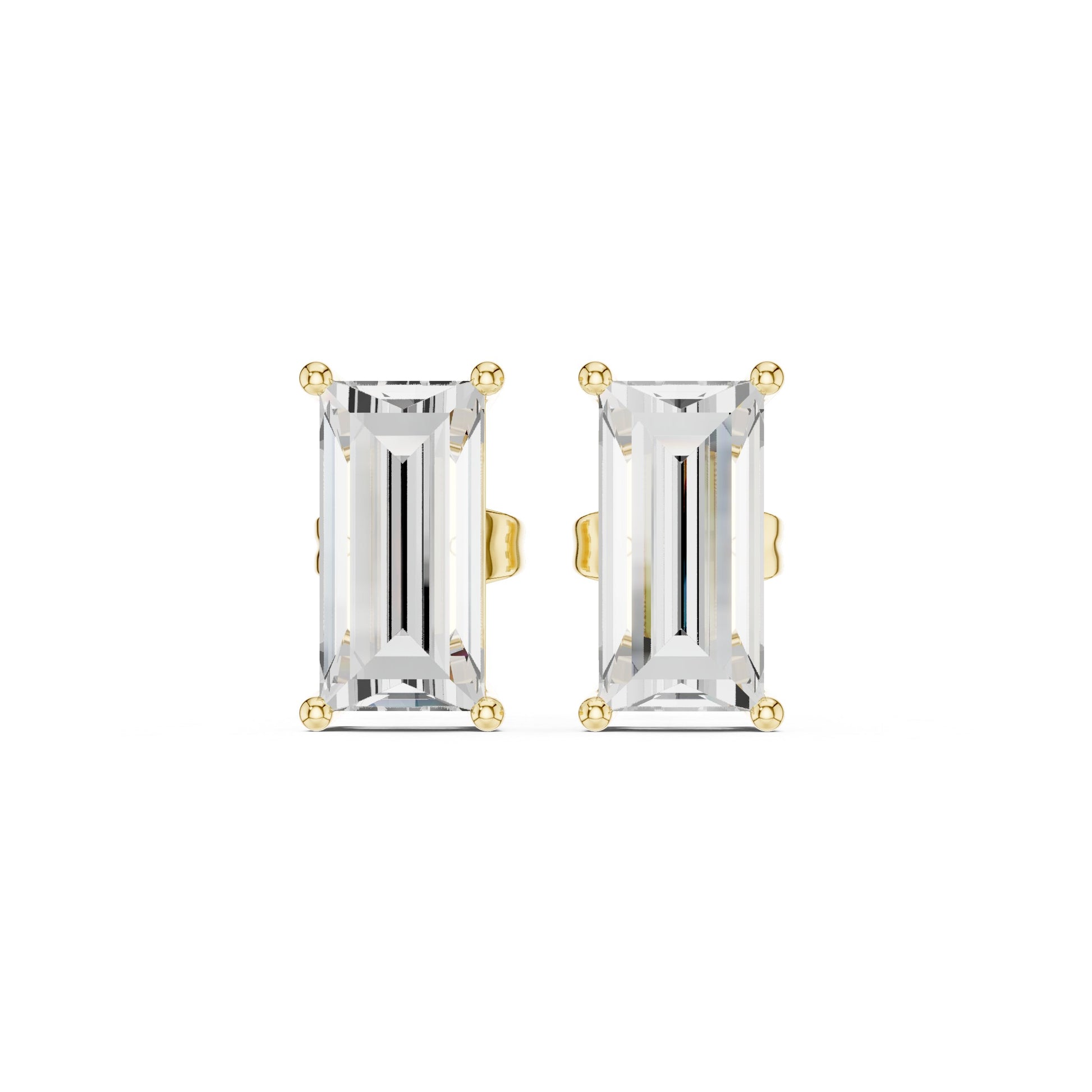 Emerald Stud Lab Grown Diamond Earrings
