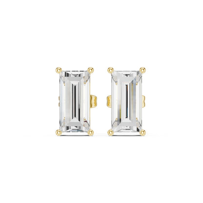 Emerald Stud Lab Grown Diamond Earrings