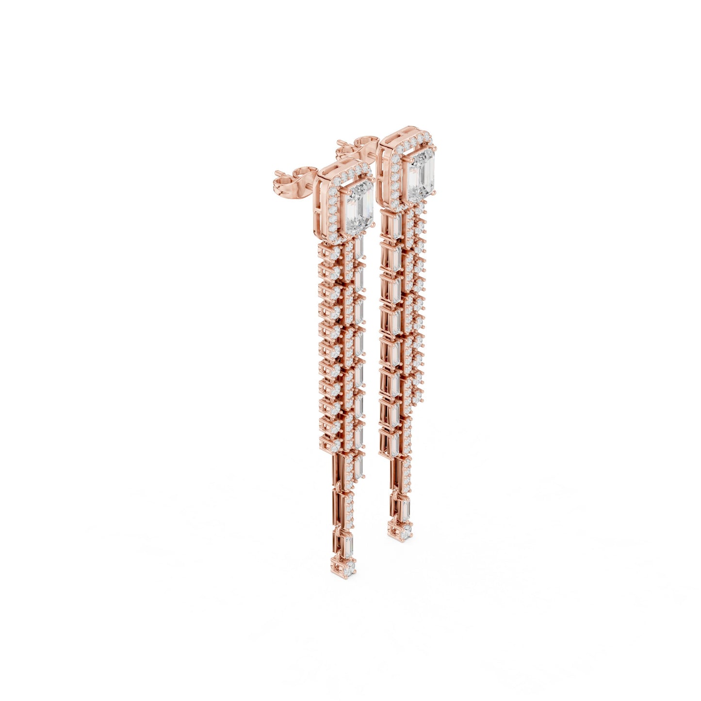 Mixed Shape Lab Grown Diamond Dangle Earrings