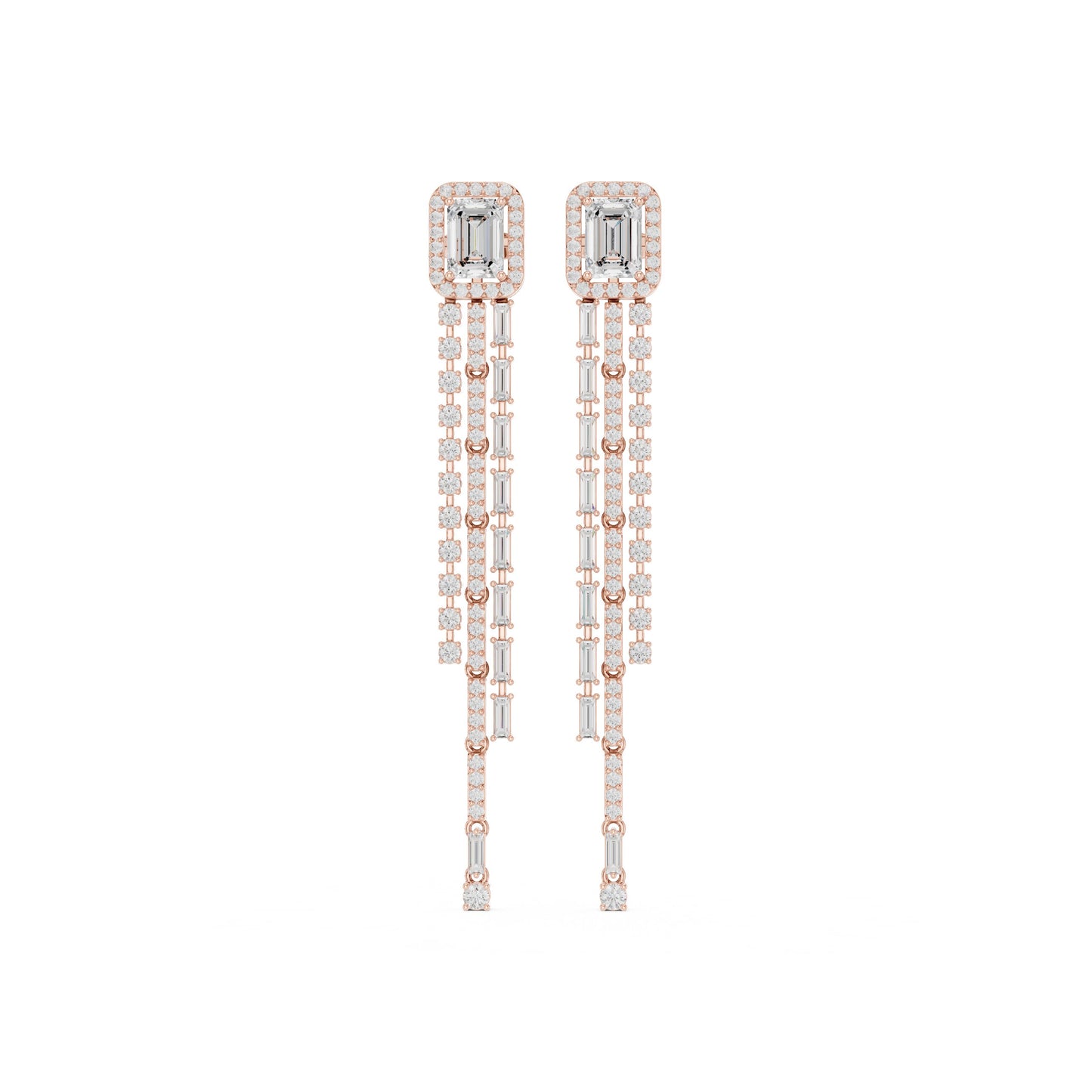 Mixed Shape Lab Grown Diamond Dangle Earrings