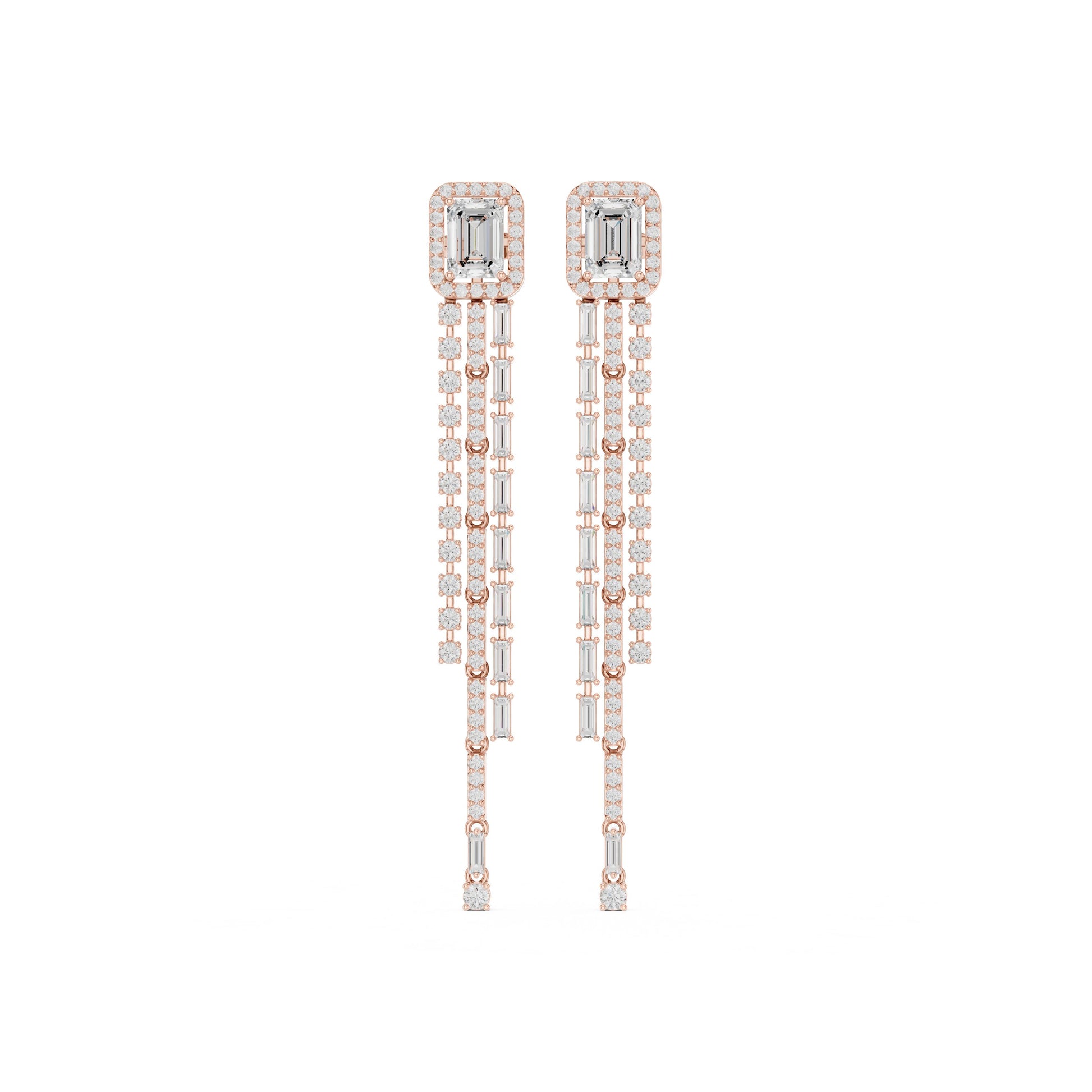 Mixed Shape Lab Grown Diamond Dangle Earrings