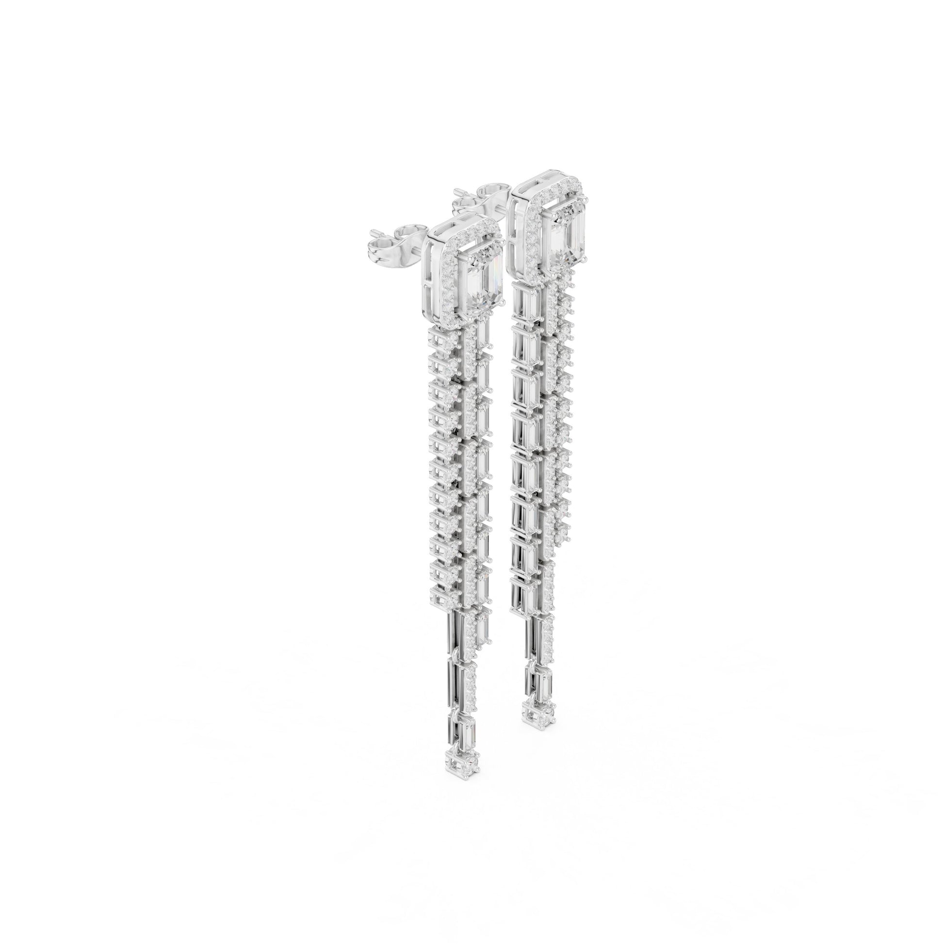 Mixed Shape Lab Grown Diamond Dangle Earrings