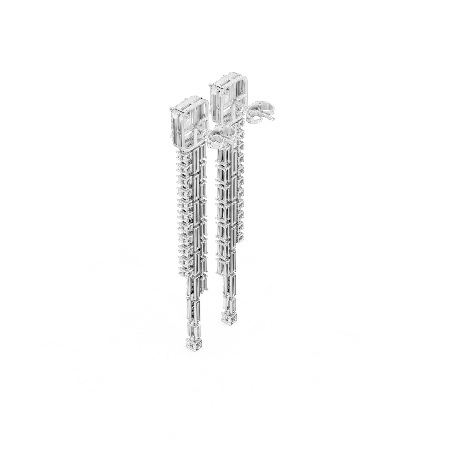 Mixed Shape Lab Grown Diamond Dangle Earrings