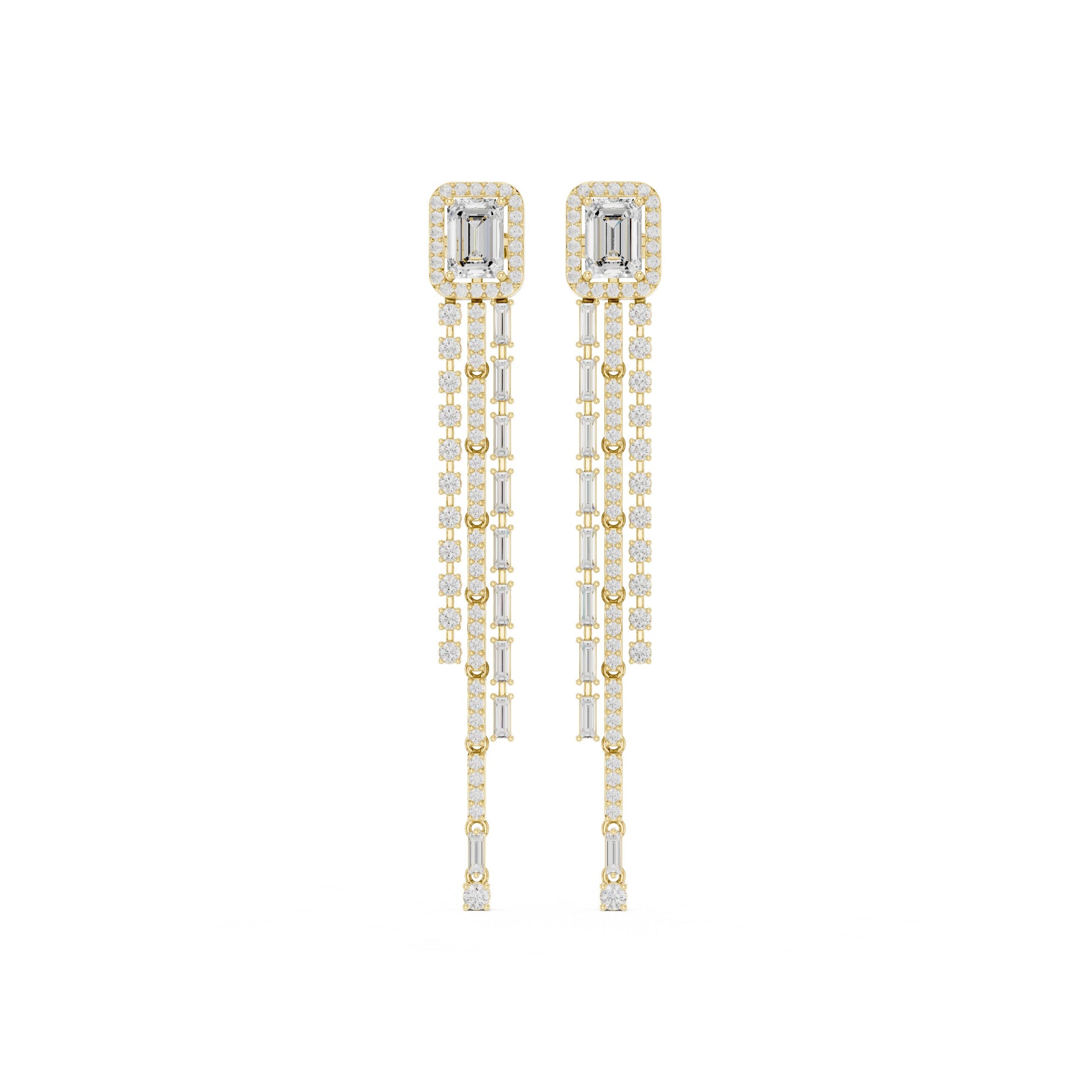 Mixed Shape Lab Grown Diamond Dangle Earrings